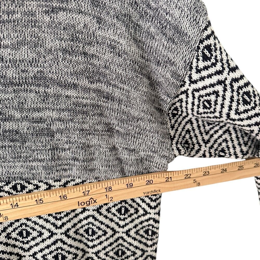 Obey Womens Blue and White Pattern Boxy Oversized Scoop Neck Sweater Size L - Picture 6 of 6